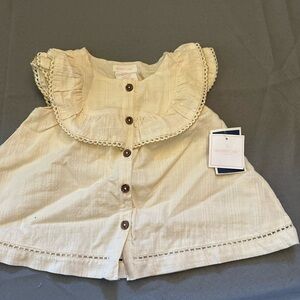 Shabby Chic Ivory Blouse with Brown Button NEW w/tags
